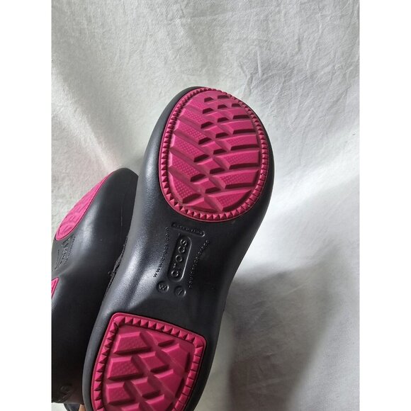 Crocs CLAIRE Women's Size 7 Black Insulated Waterproof Rain Snow Pull On BOOTS - Picture 8 of 14